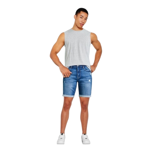 Stylish Men's Distressed Denim  Shorts - Ripped & Stretch Fit for Casual Wear - Picture 5 of 14